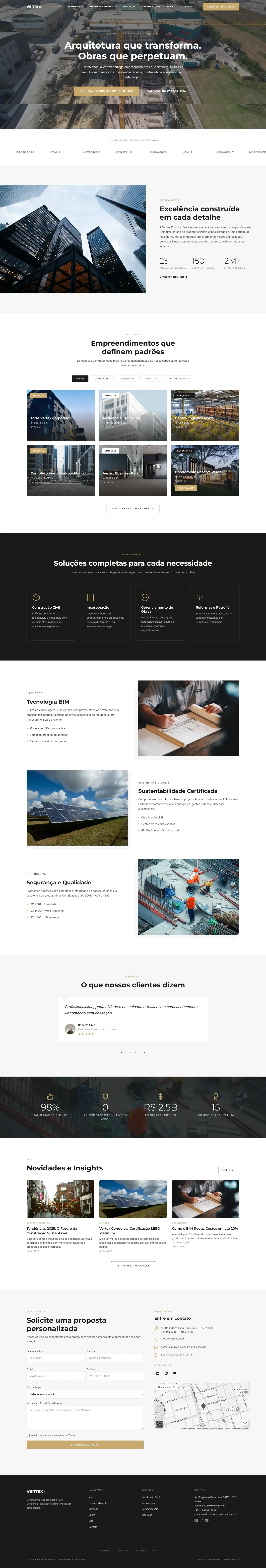 Preview completo do site da Vertex Construtora